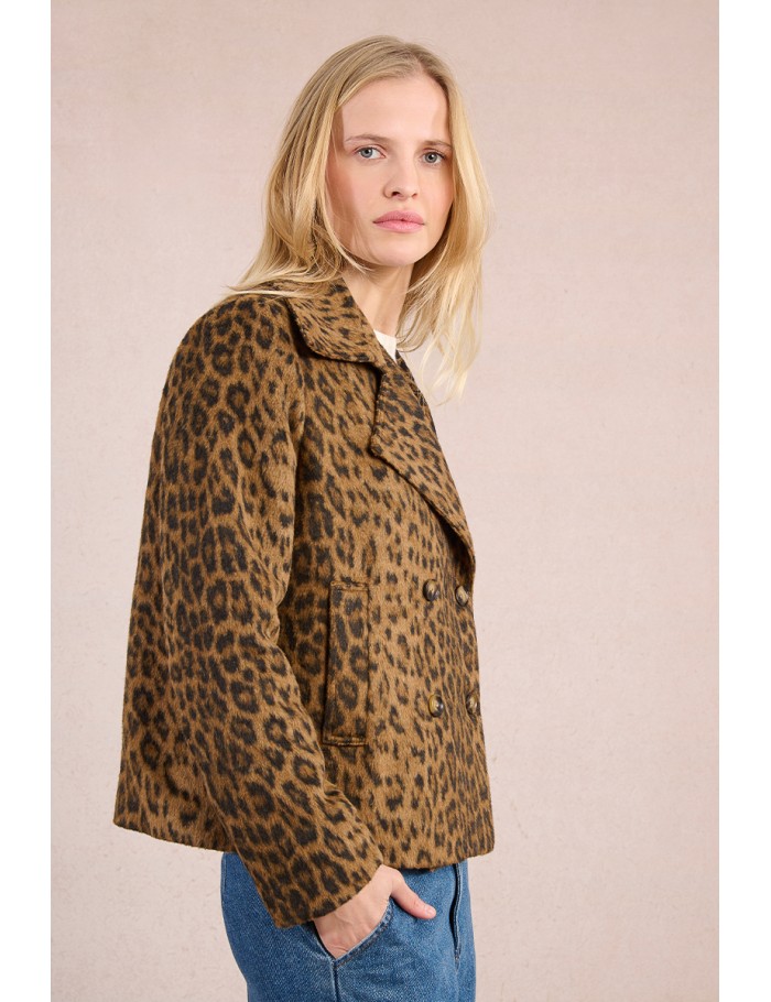 Overcoat coat, leopard print