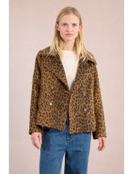 Overcoat coat, leopard print
