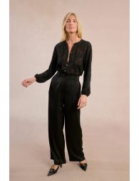Wide-leg and satin trousers