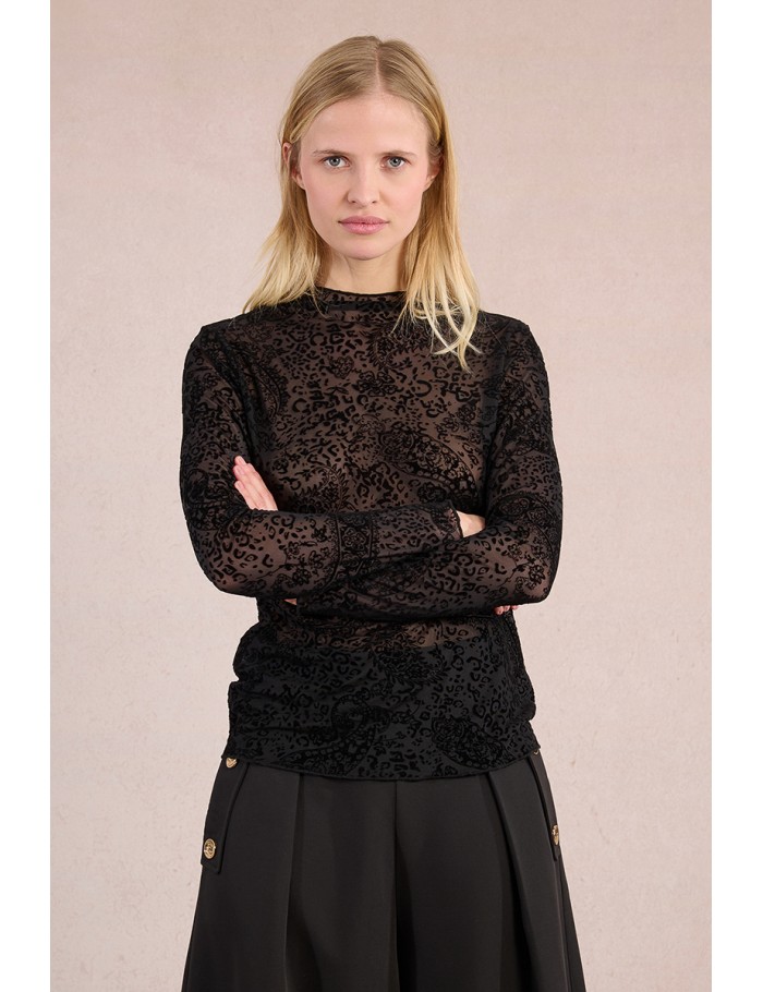 Lace top, transparent paisley pattern