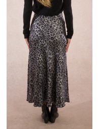Long satin skirt, leopard print