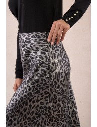 Long satin skirt, leopard print