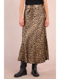 Long satin skirt, leopard print