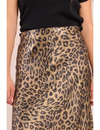 Long satin skirt, leopard print
