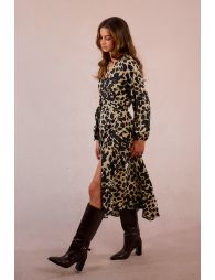 Long animal print wrap dress