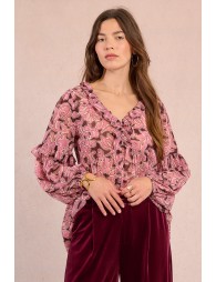 Blusa  de manga larga con estampado y volantes