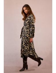 Long animal print wrap dress