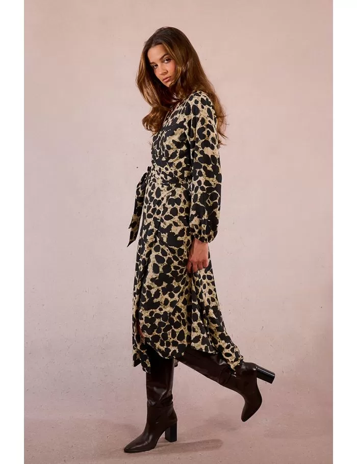 Robe longue portefeuille imprimé animalier