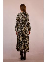 Long animal print wrap dress