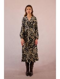 Long animal print wrap dress