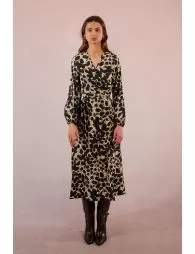 Robe longue portefeuille imprimé animalier