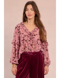 Blusa  de manga larga con estampado y volantes