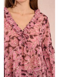 Blusa  de manga larga con estampado y volantes
