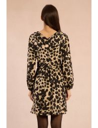 Robe courte plissée léopard