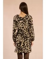 Vestido de manga larga con estampado y lazada