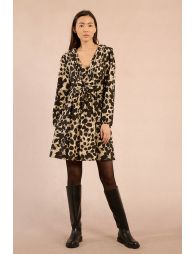 Robe courte plissée léopard