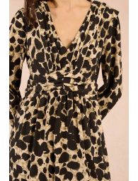 Robe courte plissée léopard