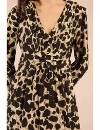 Vestido de manga larga con estampado y lazada