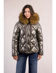 Quilted and iridescent down jacket