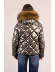 Quilted and iridescent down jacket