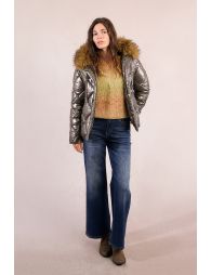 Quilted and iridescent down jacket