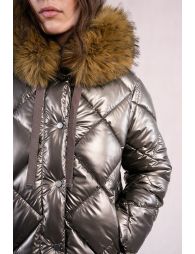 Quilted and iridescent down jacket
