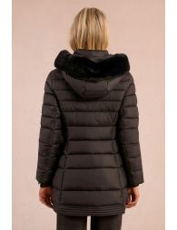 Long quilted puffer jacket with hood