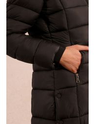 Long quilted puffer jacket with hood