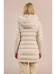 Long quilted puffer jacket with hood