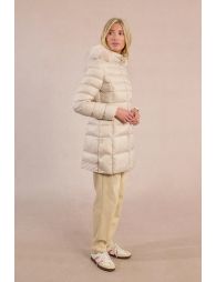Long quilted puffer jacket with hood