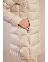 Long quilted puffer jacket with hood