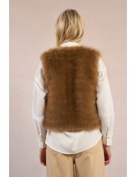 Sleeveless faux fur jacket