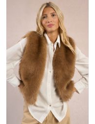 Sleeveless faux fur jacket