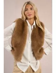 Veste sans manches en fausse fourrure