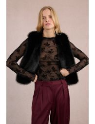 Sleeveless faux fur jacket