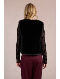 Sleeveless faux fur jacket