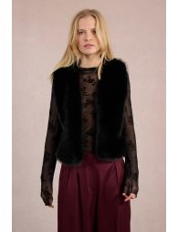 Sleeveless faux fur jacket