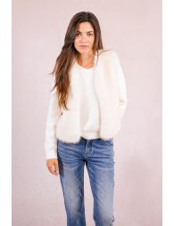 Sleeveless faux fur jacket