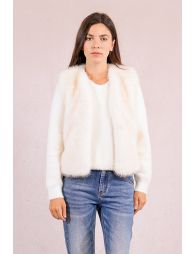 Sleeveless faux fur jacket