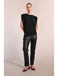 Straight trousers in faux leather