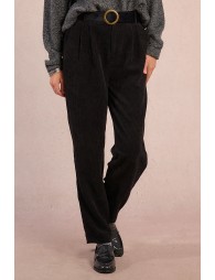 Belted velvet trousers
