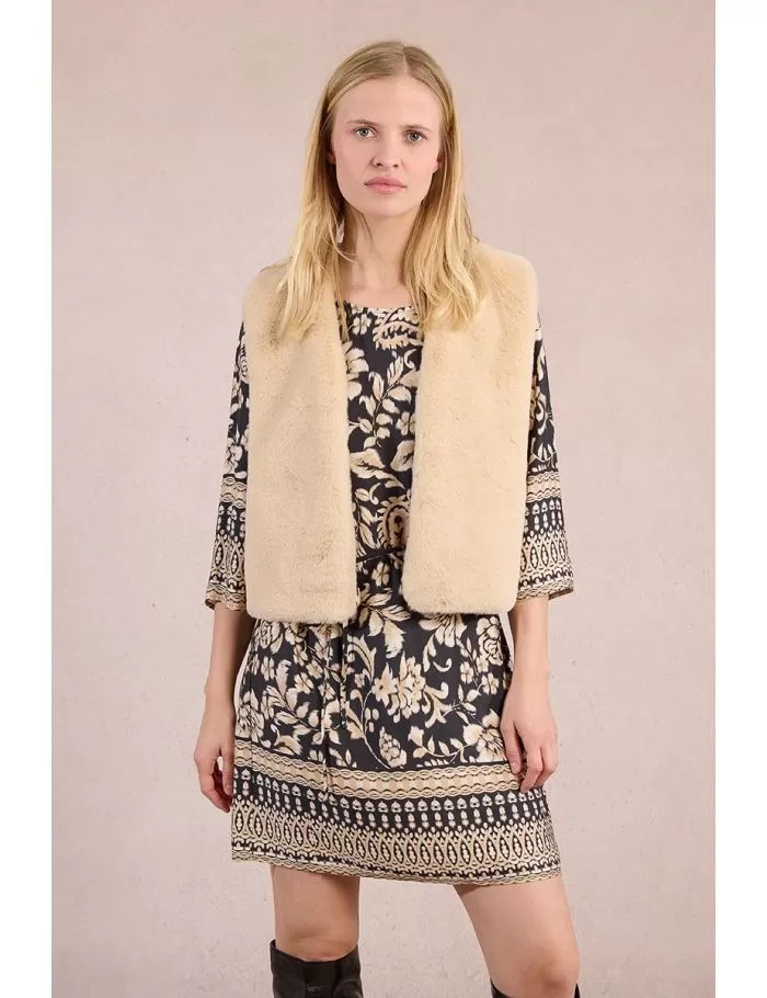 Gilet sans manches en fausse fourrure