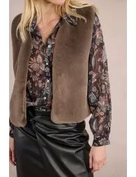 Gilet sans manches en fausse fourrure