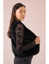 Zigzag faux fur vest