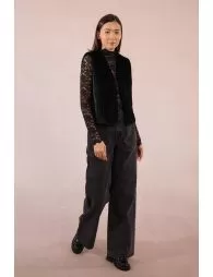 Gilet sans manches en fausse fourrure en zigzag