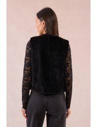 Zigzag faux fur vest