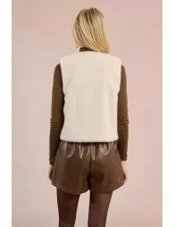 Gilet sans manches en fausse fourrure en zigzag
