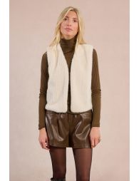 Zigzag faux fur vest