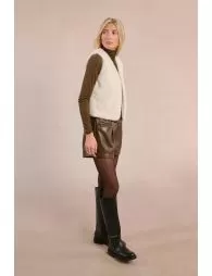 Gilet sans manches en fausse fourrure en zigzag