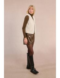 Zigzag faux fur vest